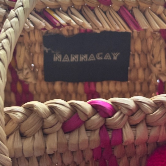 NANNACAY Maldives Baby Pompom Embellished
Woven Raffia Tote Handle Basket Bag - Picture 7 of 9